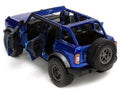 Front view of 2021 Ford Bronco Open-Top Diecast Model Car in Candy Blue by Jada