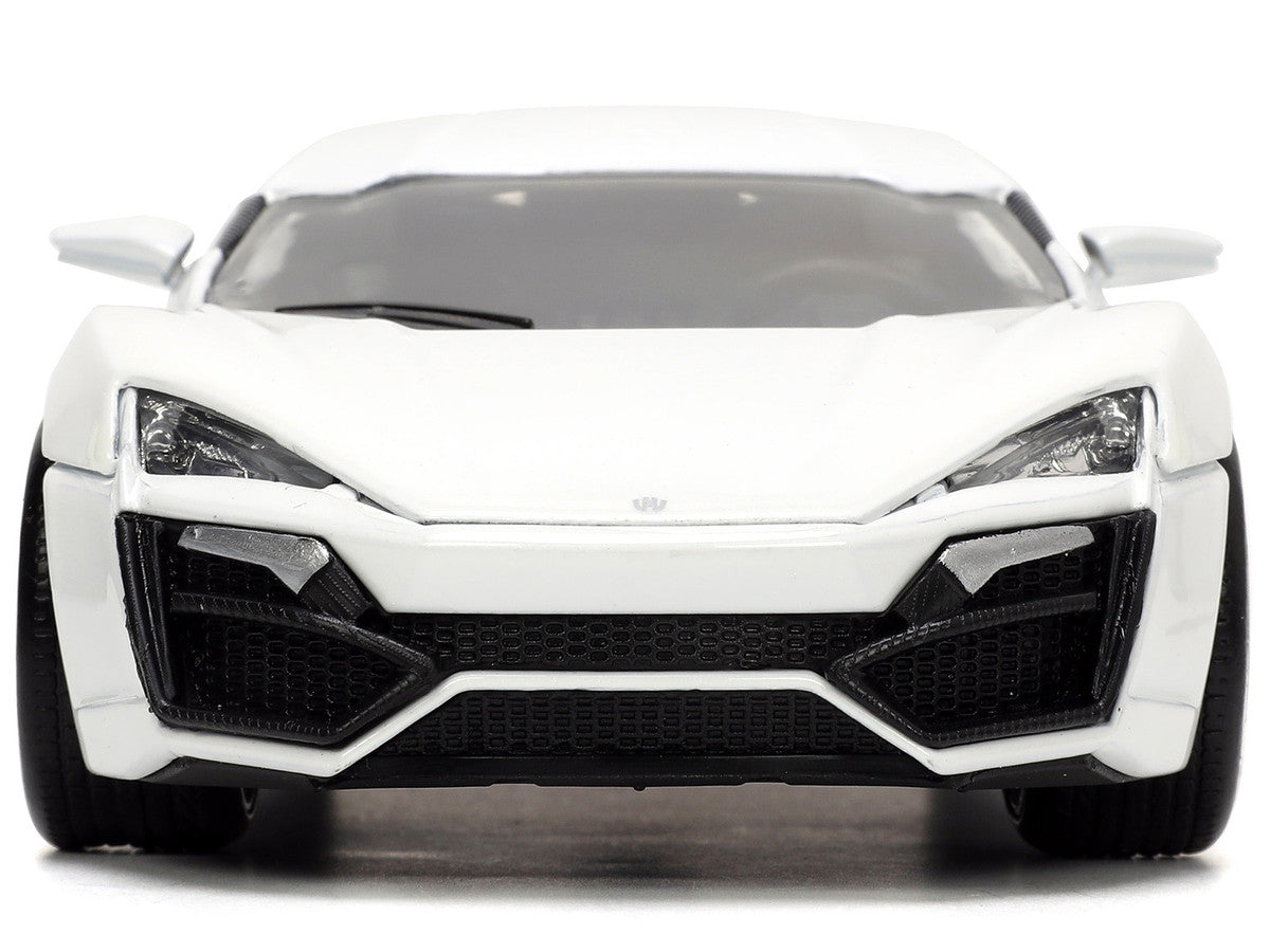 Front view of Lykan Hypersport Diecast Model Car in white by Jada