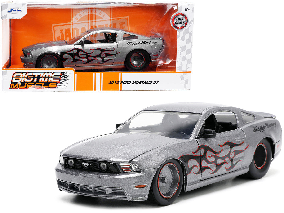 Rear view of 2010 Ford Mustang GT Diecast Model Car highlighting flames