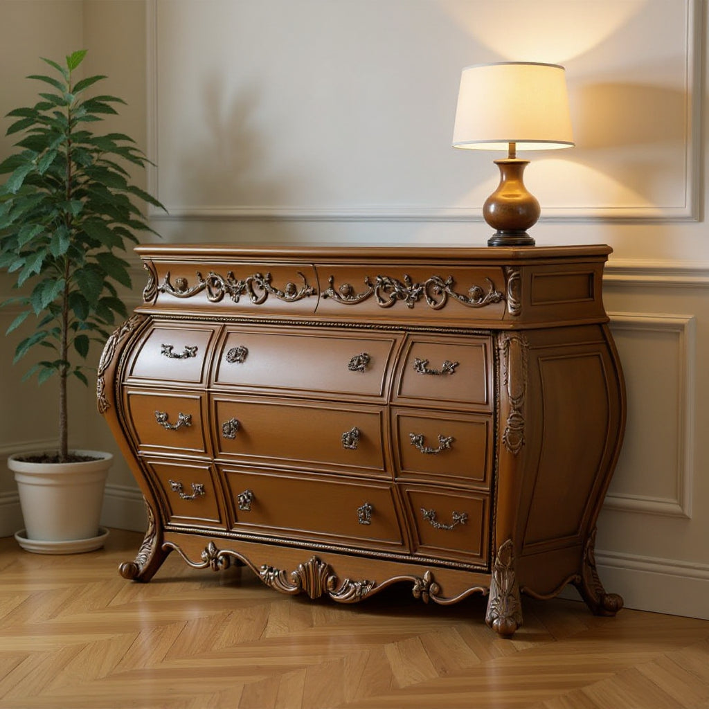 Lifestyle image featuring 23-Inch Brown Solid Wood Combo Dresser in a modern bedroom