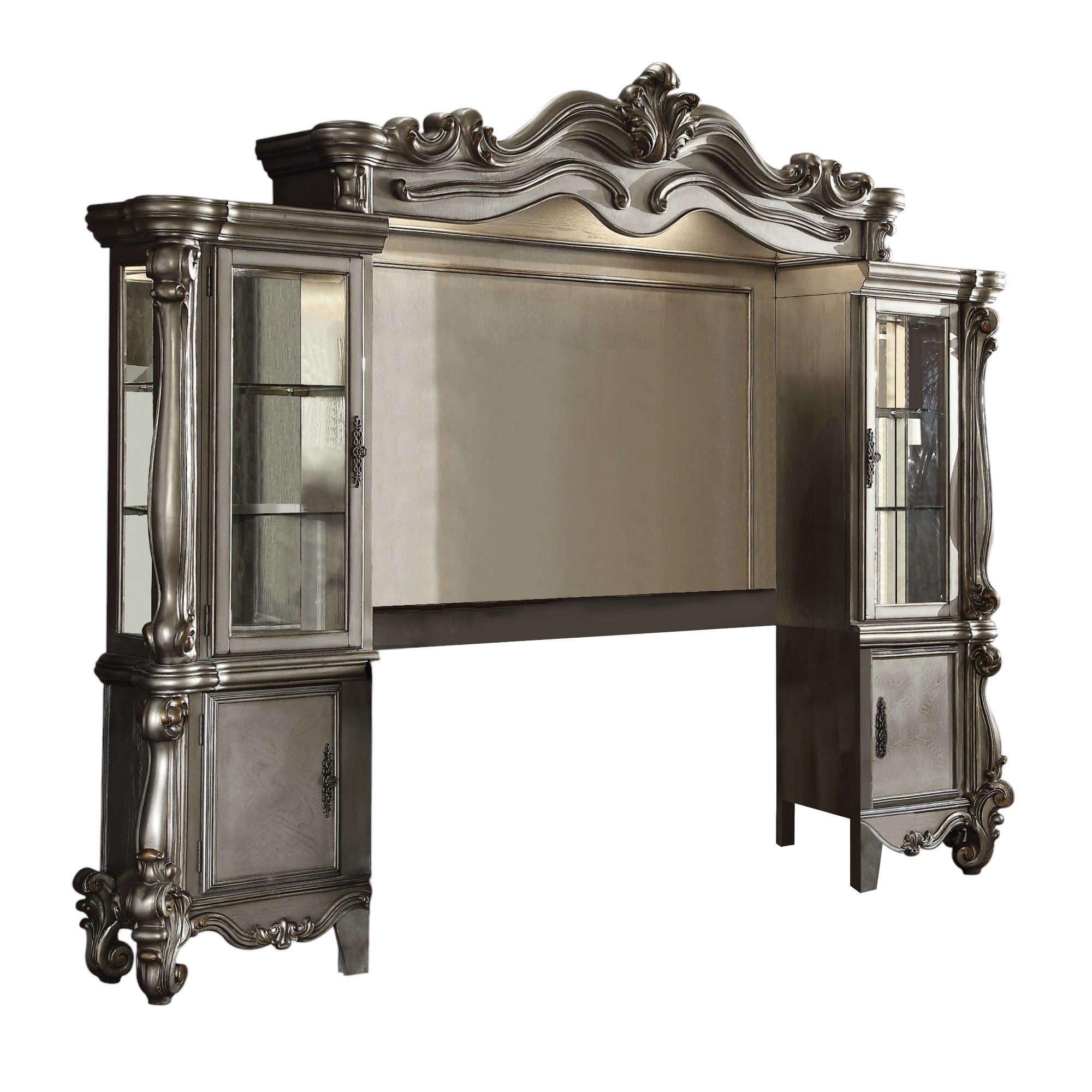 Storage compartments of the 118" Platinum Solid Wood Floating Mount TV Stand