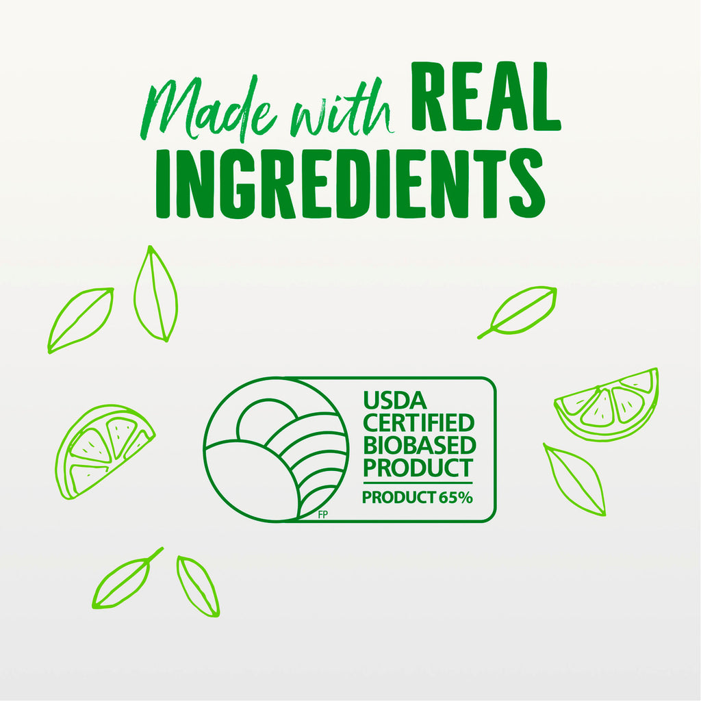 Side view of 7 GEN Lemon Dish Gel bottles stacked