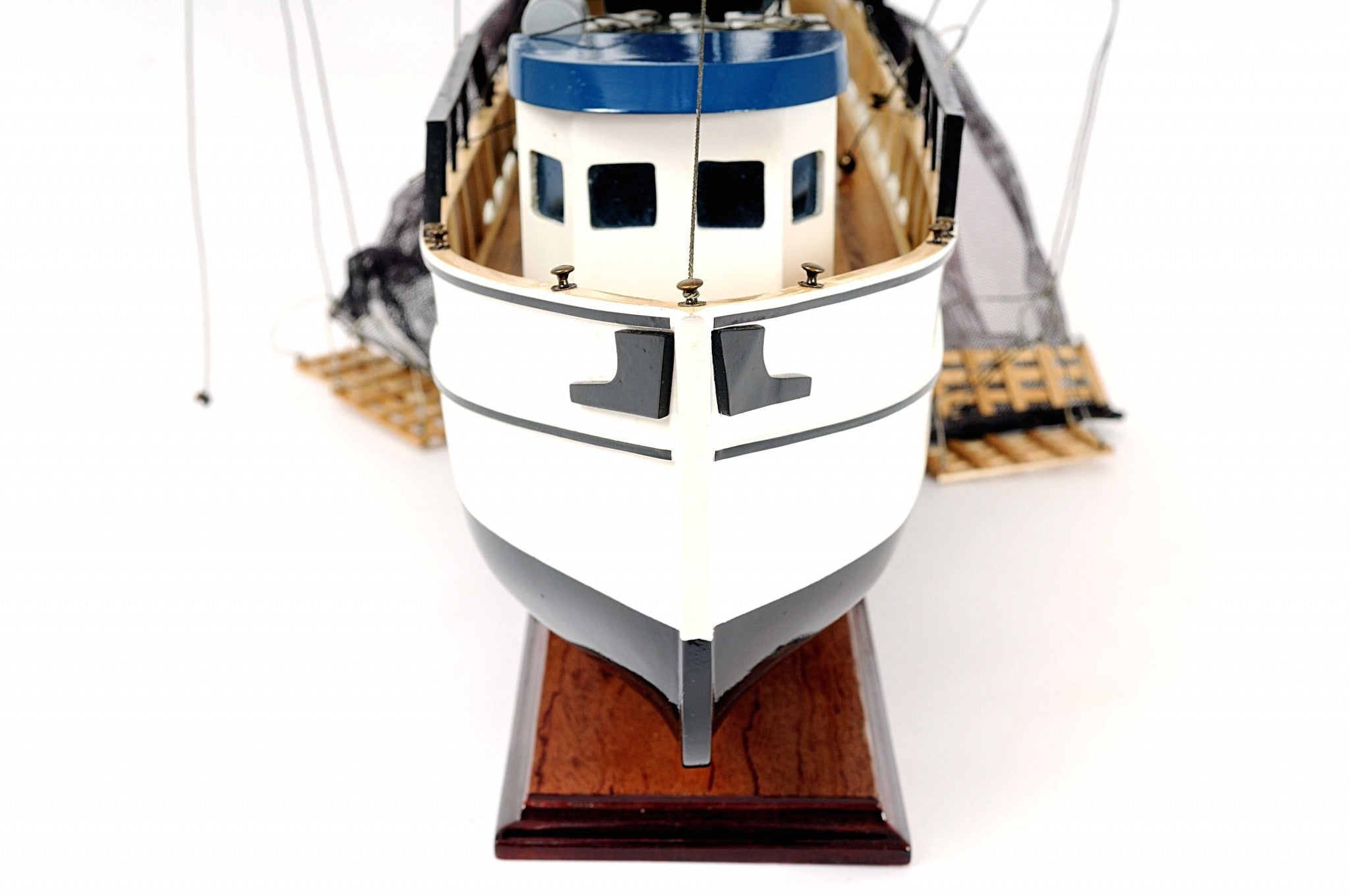 Side profile of detailed Shrimp Boat model showcasing craftsmanship