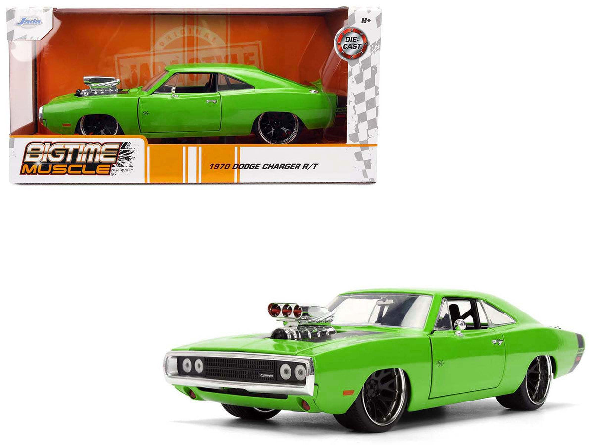 Front view of 1970 Dodge Charger R/T Bright Green Diecast Model by Jada