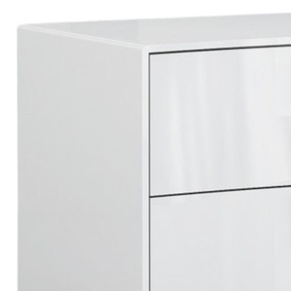 Close-up of the unique raised design on Modern 18" White Nightstand