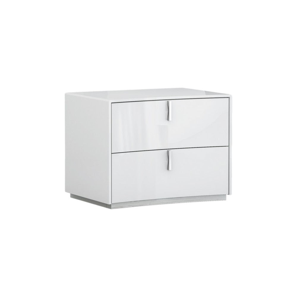 Side angle of Modern 18" White Nightstand showcasing its sleek design