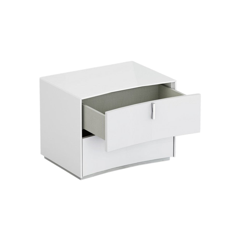 Top view of Modern 18" White Nightstand with open drawers
