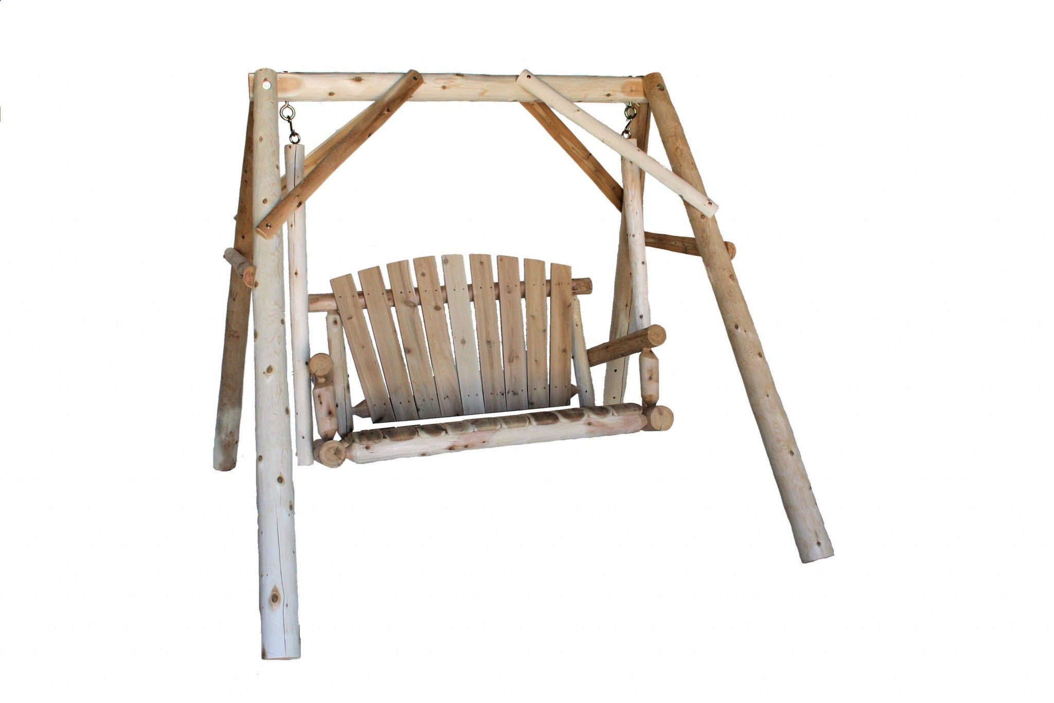 Front view of 70" Natural Swing Chair in natural cedar by Homeroots