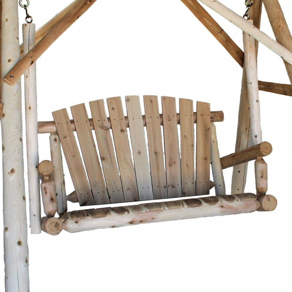 Back view of 70" Natural Swing Chair highlighting its sturdy build