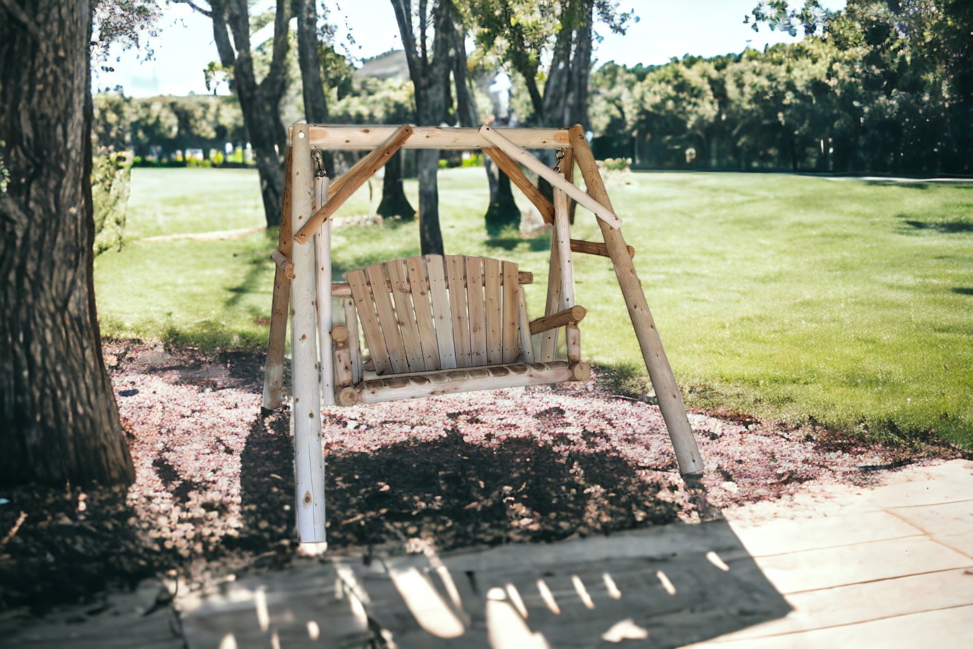 Side view showcasing the elegant design of 70" Natural Swing Chair