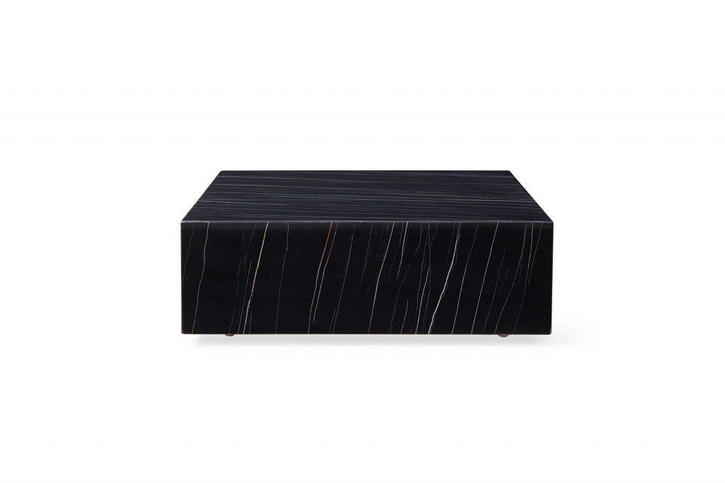 Lifestyle image of 35" Black Square Coffee Table in a modern living room
