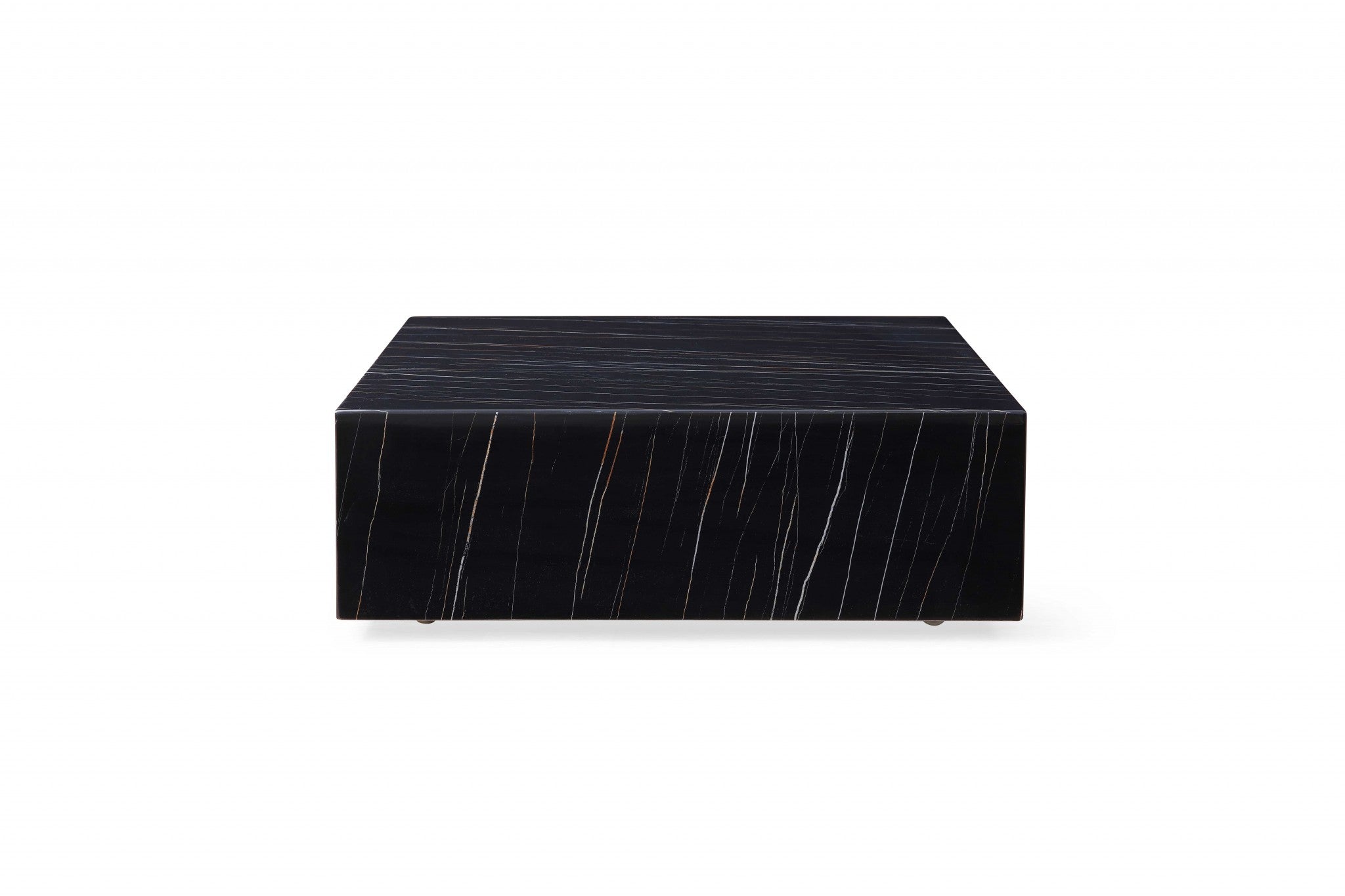 Lifestyle image of 35" Black Square Coffee Table in a modern living room