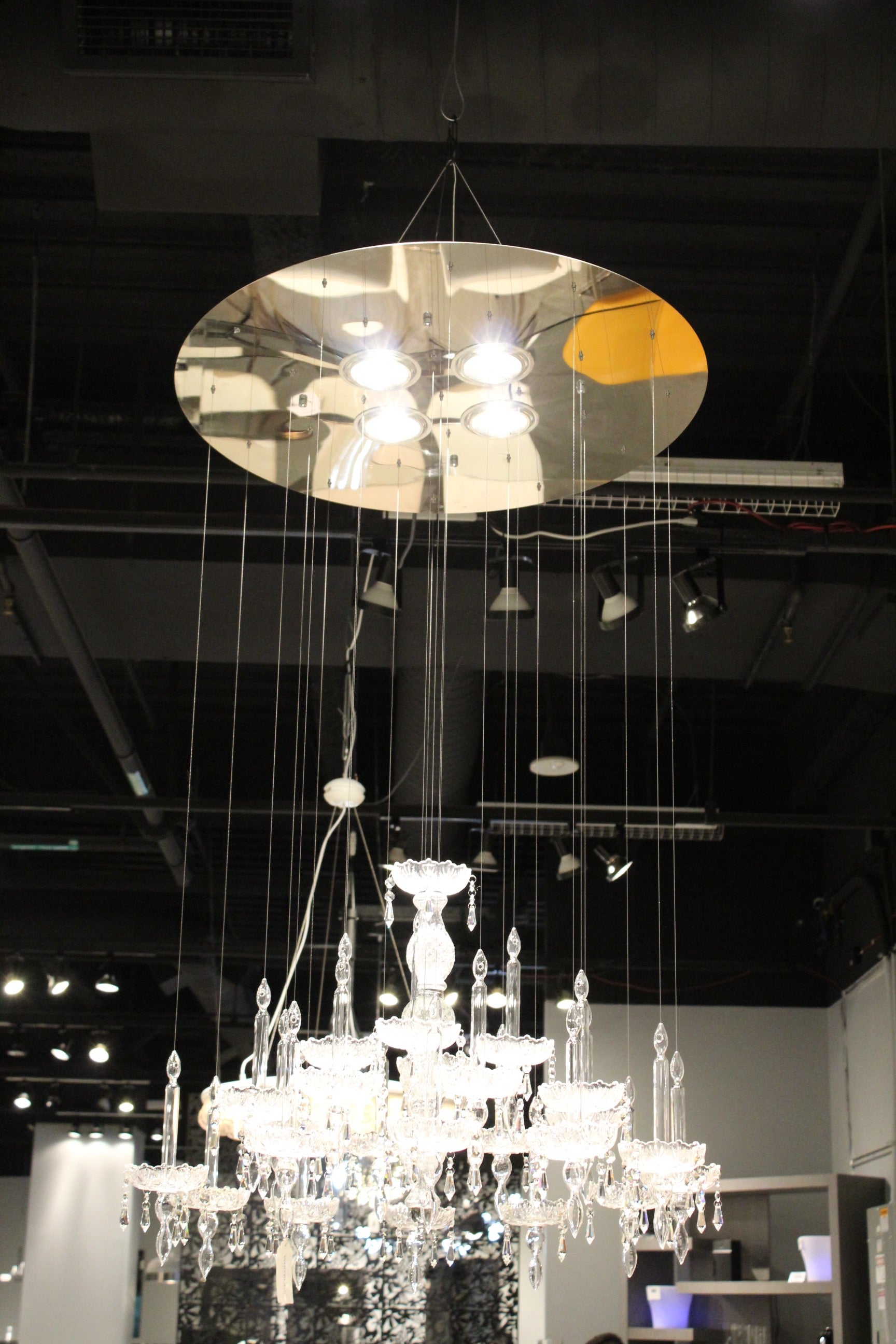 Installation of Elegant Four-Light Metal and Glass Chandelier by Homeroots