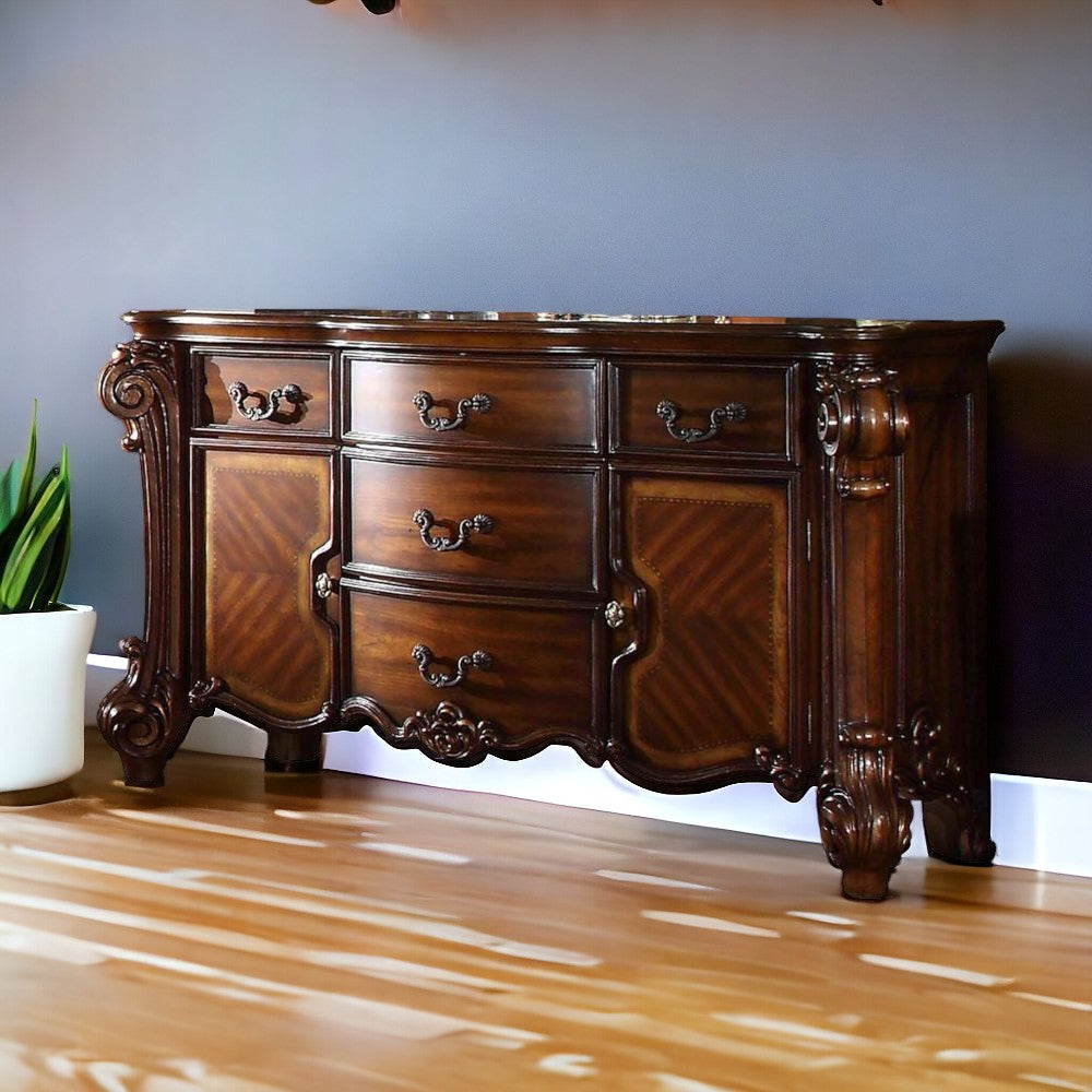 Front view of 71" Solid Wood Five Drawer Dresser by Gobingya