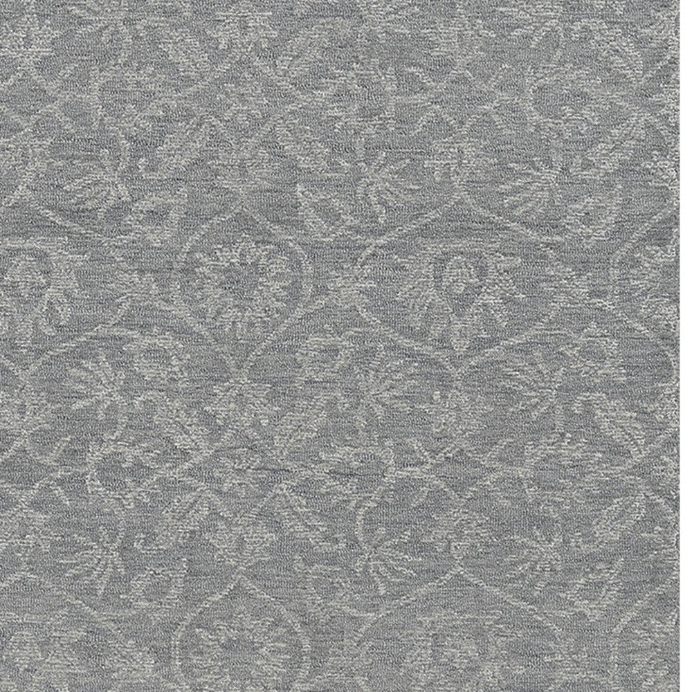 Close-up of the intricate design on the Gray Floral Medallion Rug