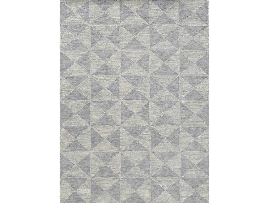 Close-up of the geometric pattern on the Gray and Light Gray Wool Area Rug