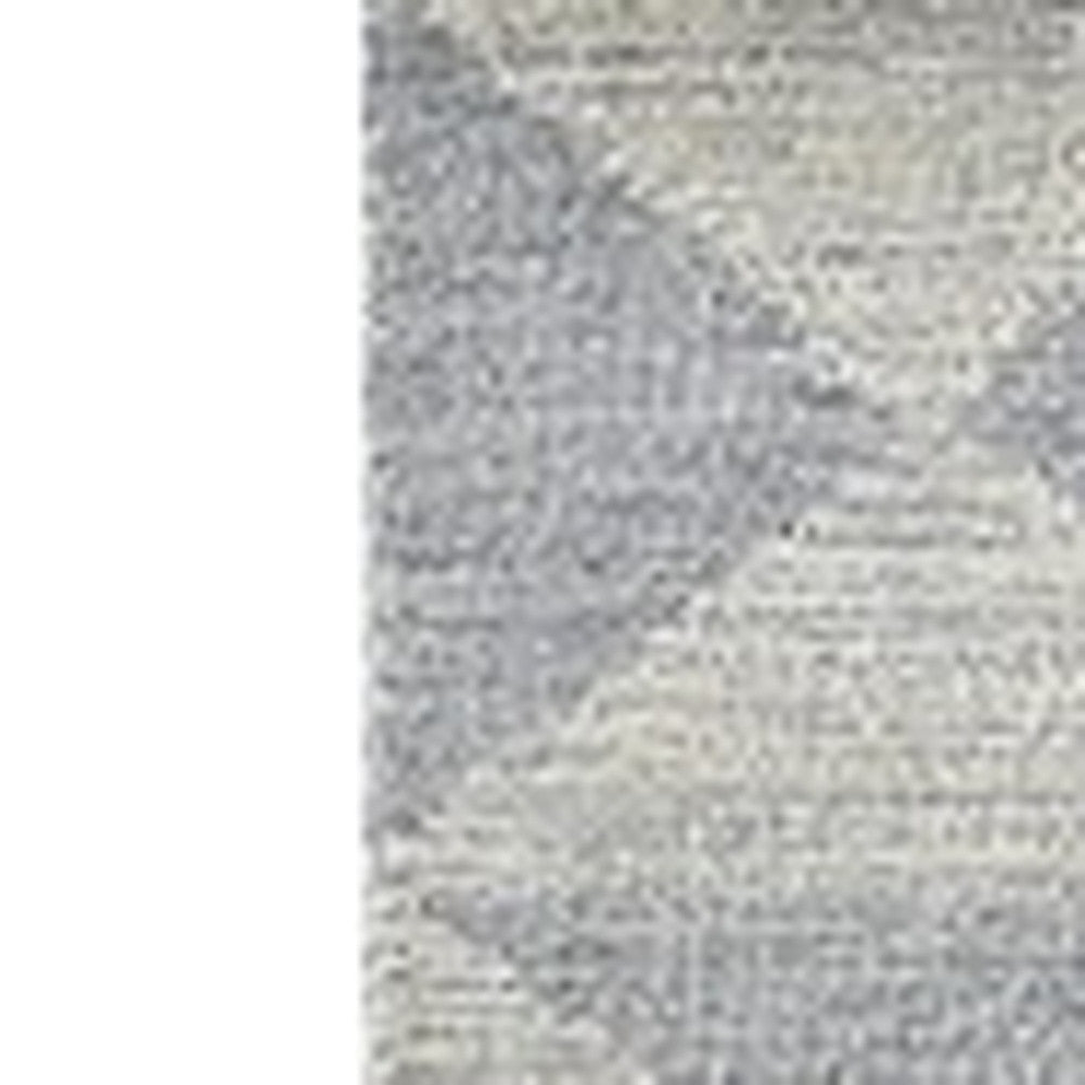 Side view showcasing the texture of the 9' x 13' Gray and Light Gray Wool Rug