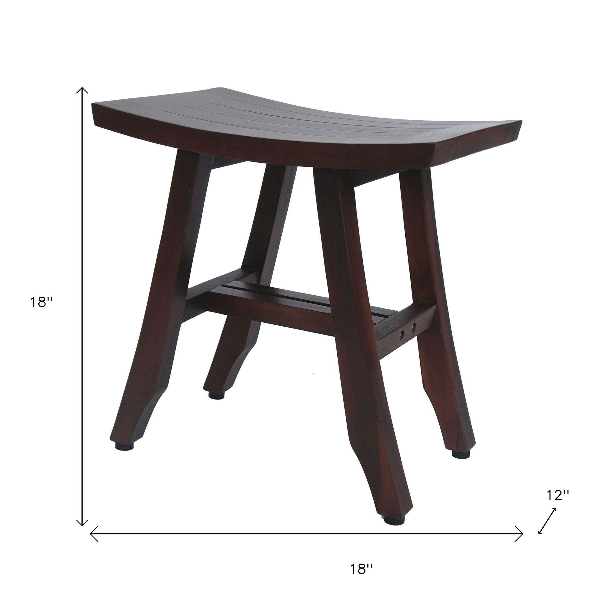 18-Inch Dark Brown Teak Shower Bench showcased in a modern bathroom