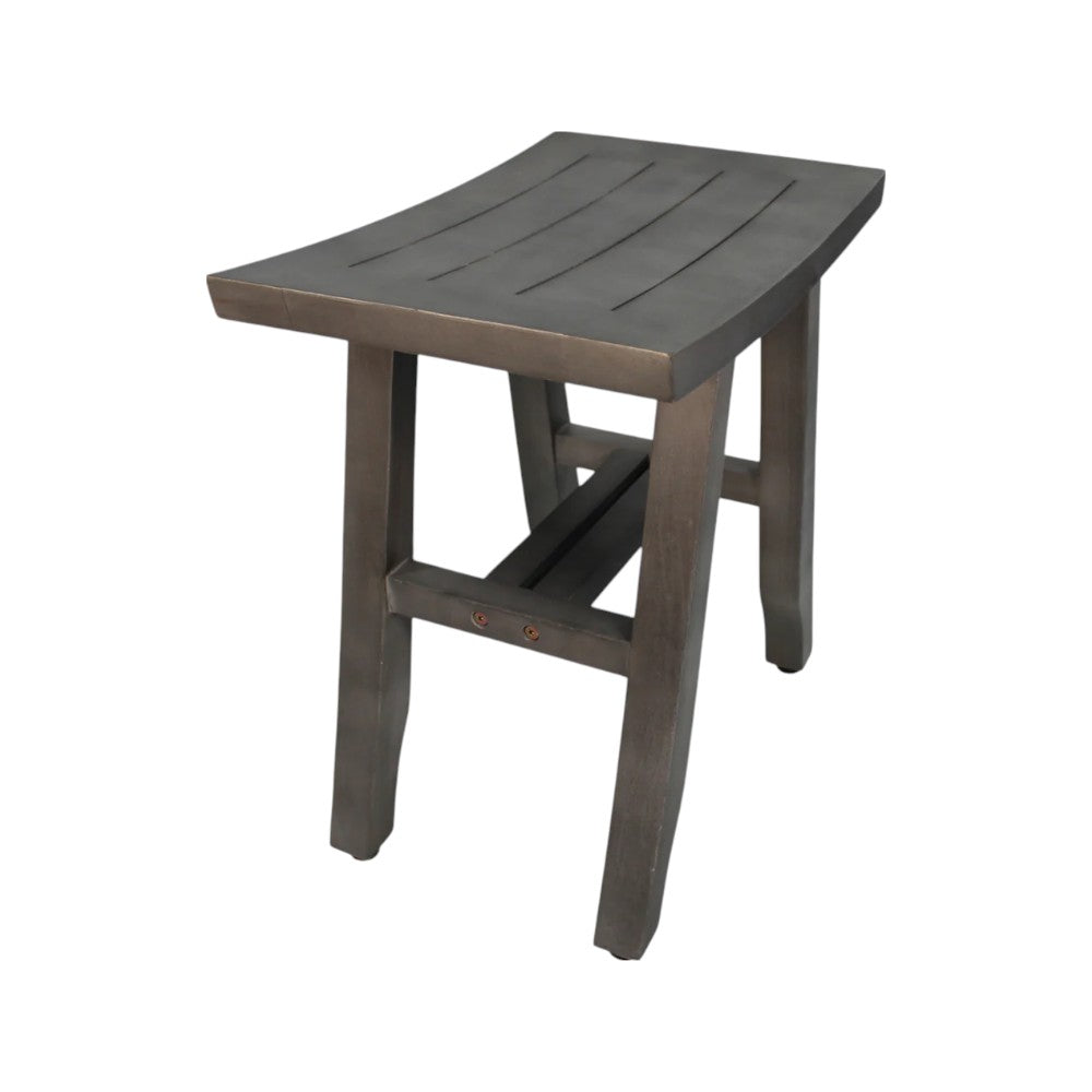Elegant 18" Weathered Gray Teak Shower Bench demonstrating moisture resistance