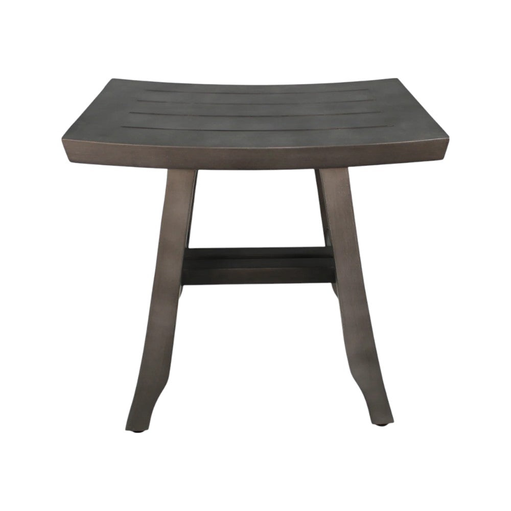 Top view of Elegant 18" Weathered Gray Teak Shower Bench highlighting texture