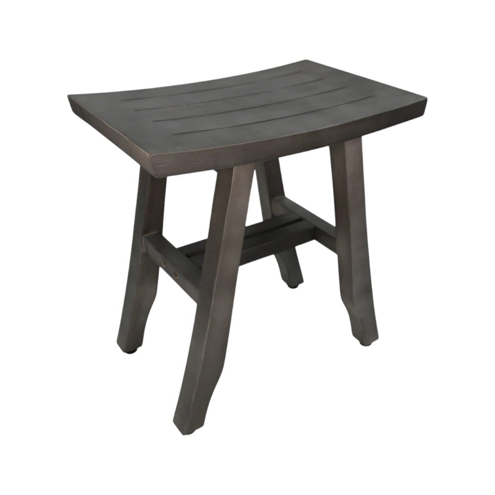 Elegant 18" Weathered Gray Teak Shower Bench outdoors in a garden