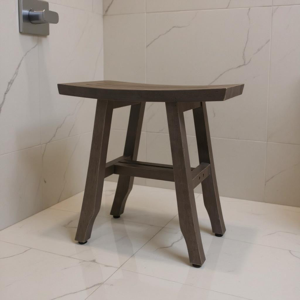 Side angle of Elegant 18" Weathered Gray Teak Shower Bench showcasing design