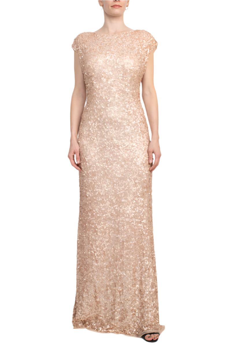 Elegant display of Primavera Sequined Gown on a mannequin