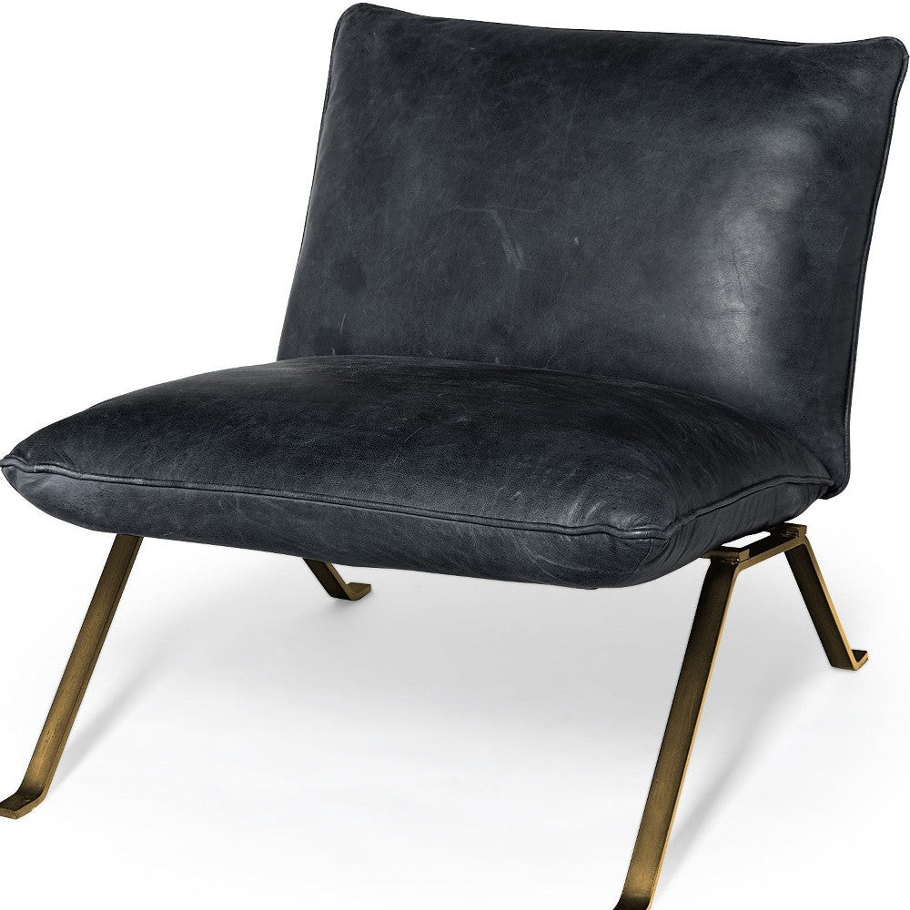Back view of 34-Inch Black Brass Slipper Chair highlighting elegant design
