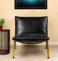 Front view of 34-Inch Black Brass Top Grain Leather Slipper Chair by Homeroots