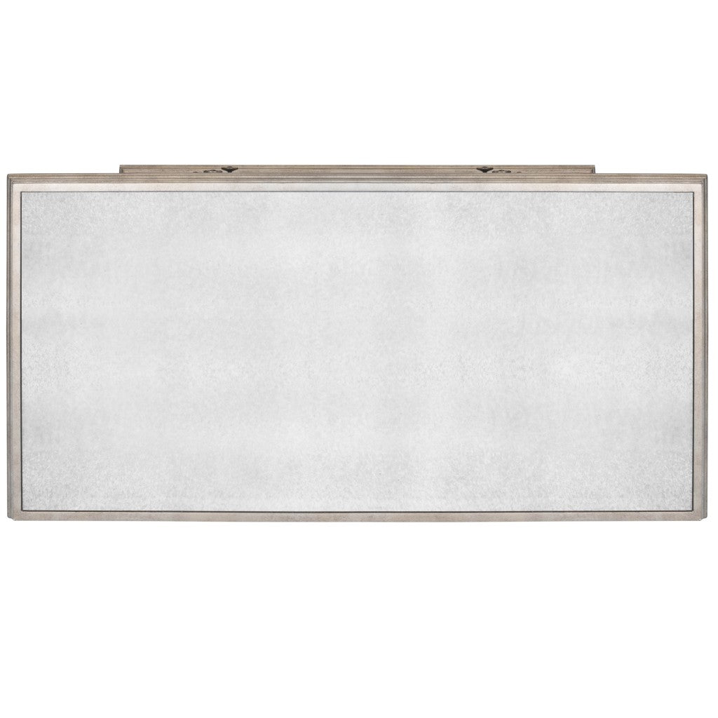 Detailed view of the silver finish on the Elegant Console Storage Chest