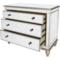 Front view of Elegant Mirrored Three Drawer Console Chest by Homeroots
