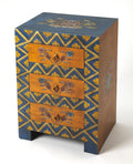 Front view of Exquisite Handcrafted 3 Drawer Accent Cabinet in navy blue by Homeroots