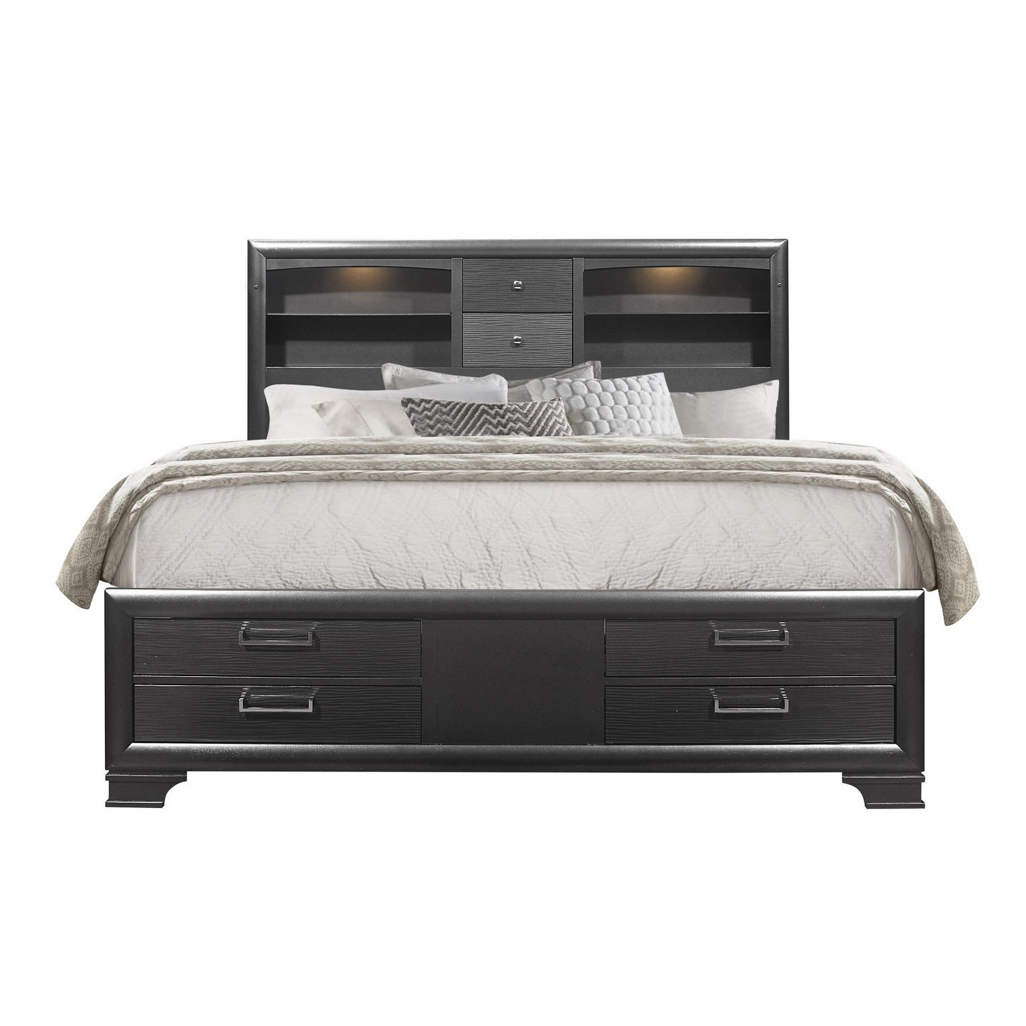 Side view showcasing the spacious drawers of the Solid Wood Queen Bed