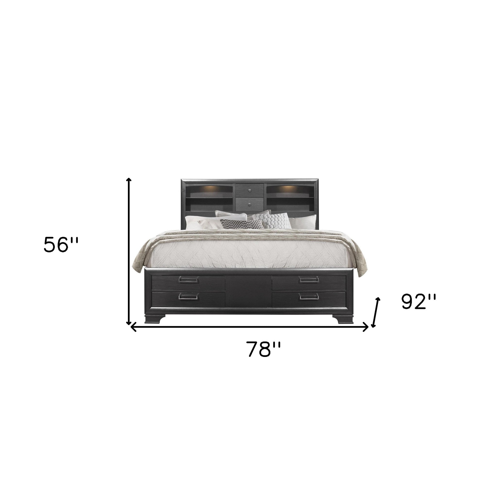 Luxurious Solid Wood King Bed styled with decor on headboard