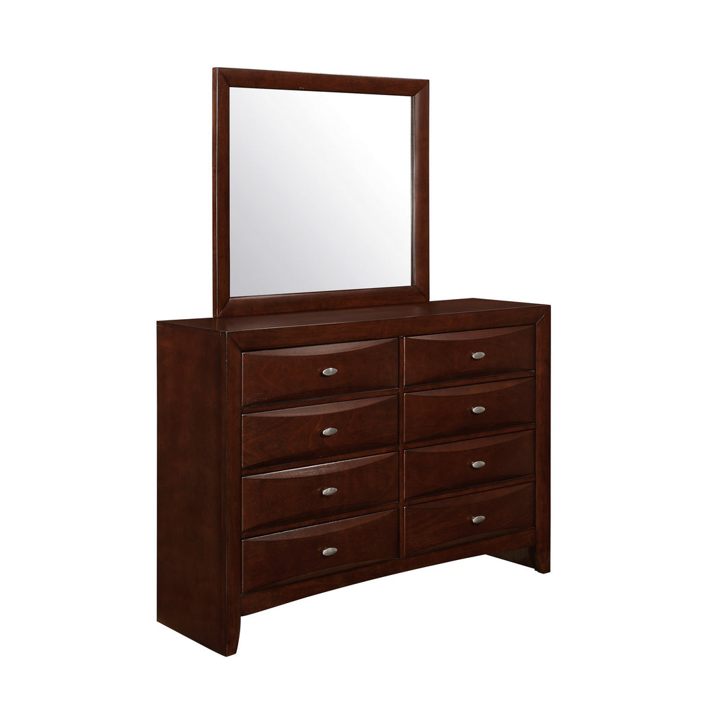 Stylish bedroom setup featuring the 54" Cherry Solid Wood Dresser by Homeroots