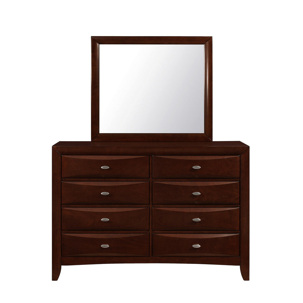 Front view of 54" Cherry Solid Wood Eight Drawer Dresser by Homeroots