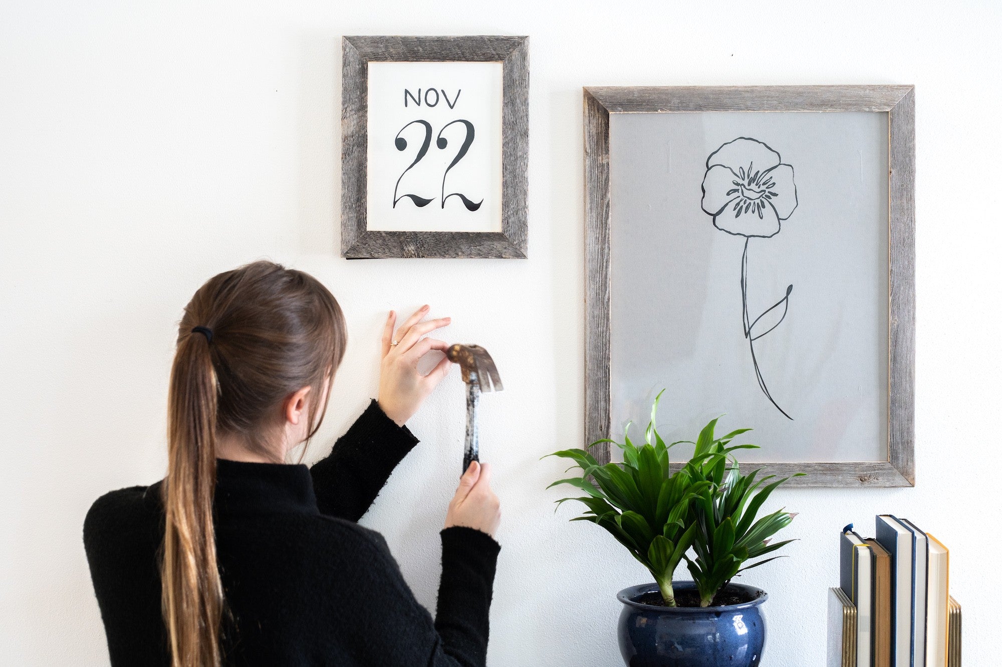 Side view showcasing the elegance of the Gray Solid Wood Picture Frame