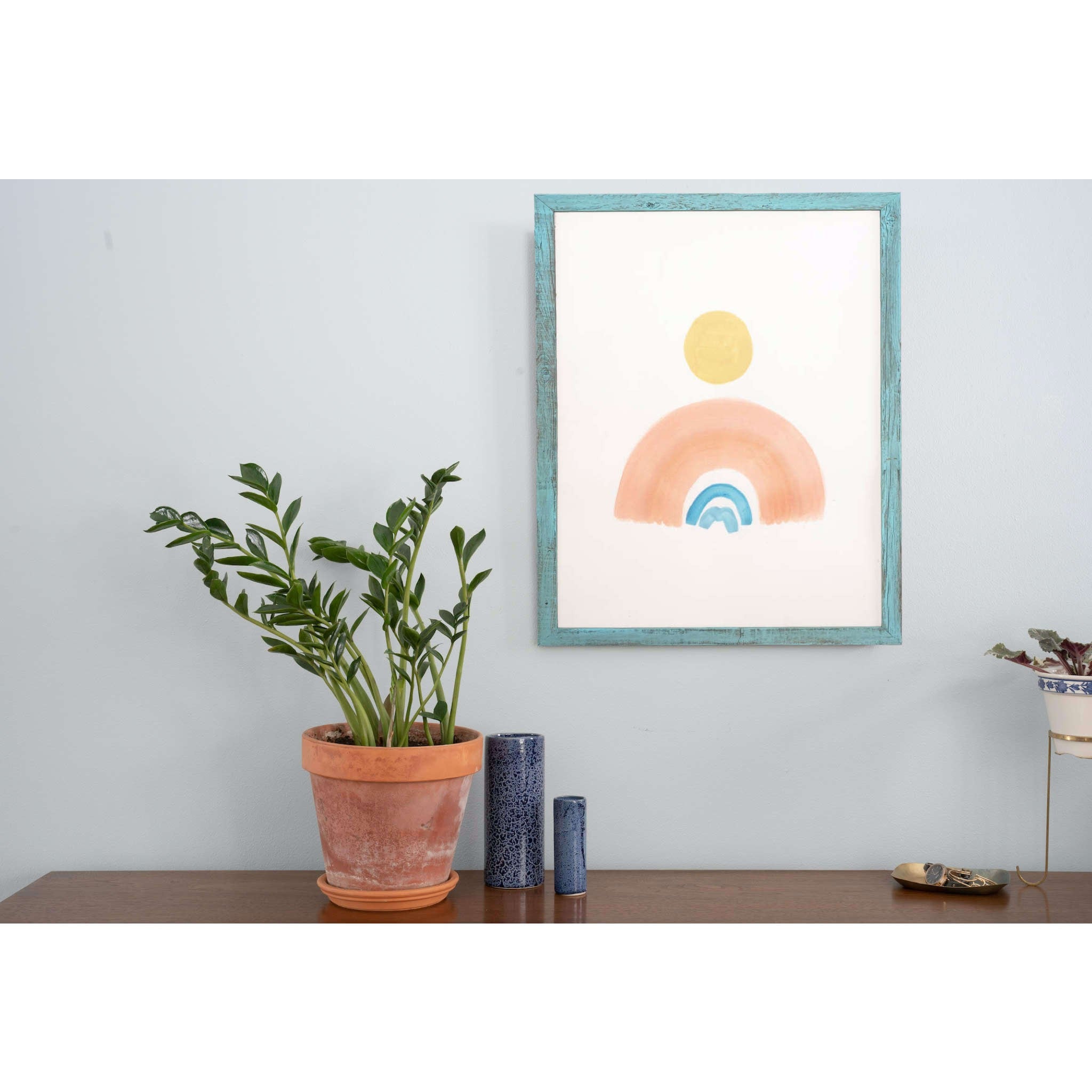 Stylish display of family photos in Blue Solid Wood Picture Frame