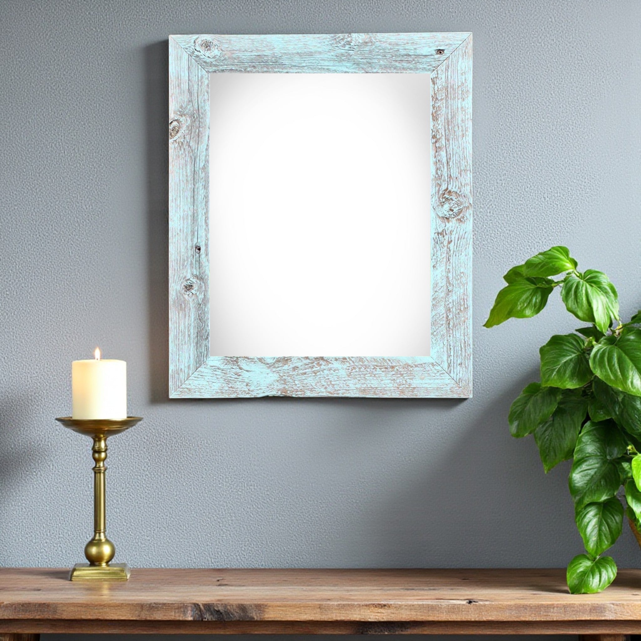 Side view showcasing the craftsmanship of Blue Solid Wood Picture Frame