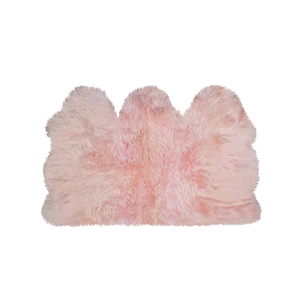 3' X 5' Pink Natural Sheepskin Area Rug