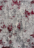 Front view of 9' x 13' Red and Gray Abstract Area Rug by Homeroots