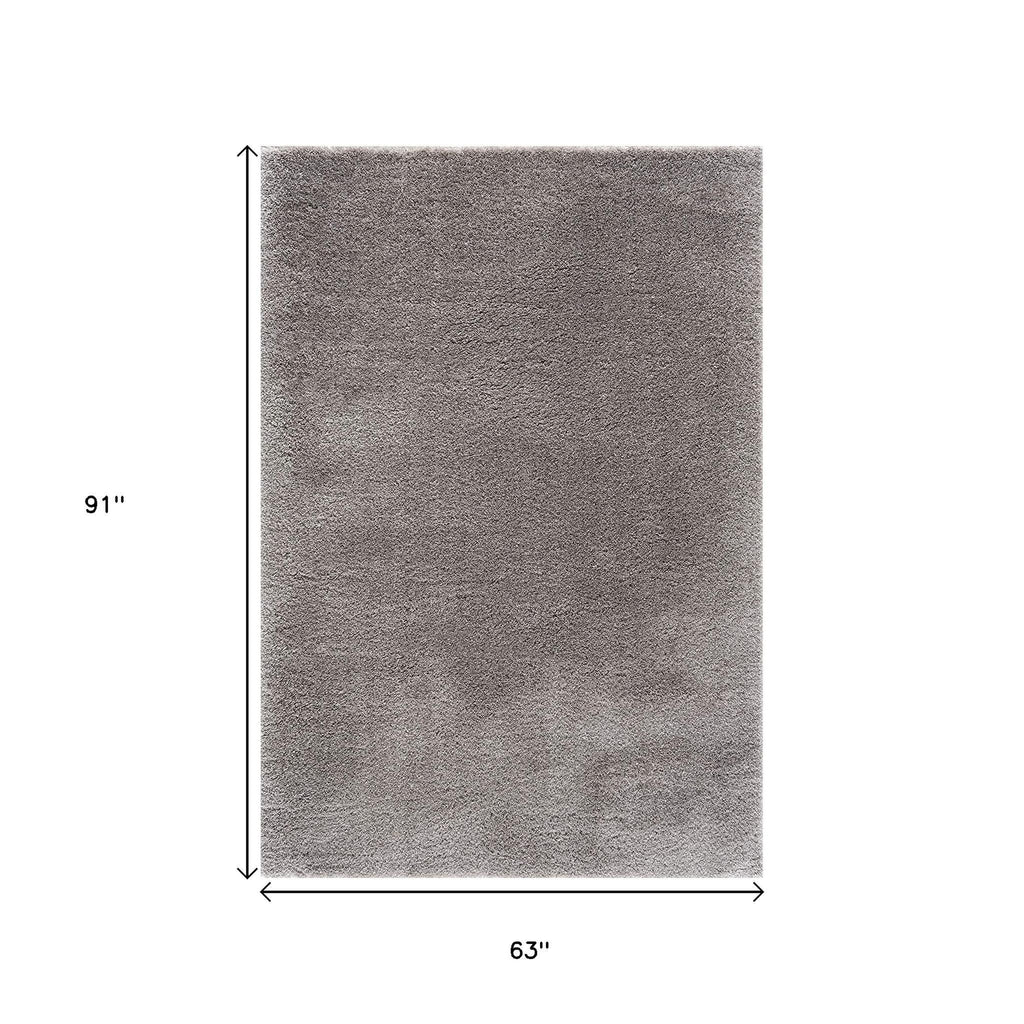 5' X 8' Ivory Modern Solid Shag Area Rug