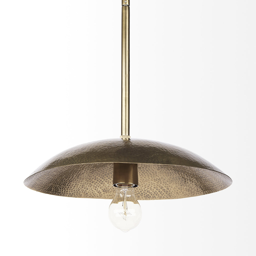 Side view highlighting the shiny gold rod of the Pendant Light by Homeroots