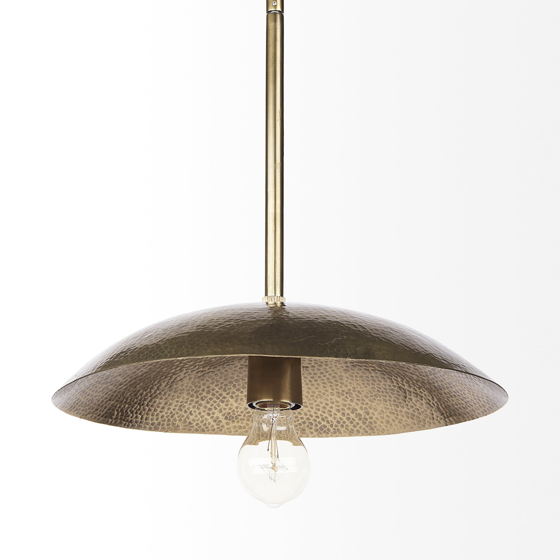Side view highlighting the shiny gold rod of the Pendant Light by Homeroots
