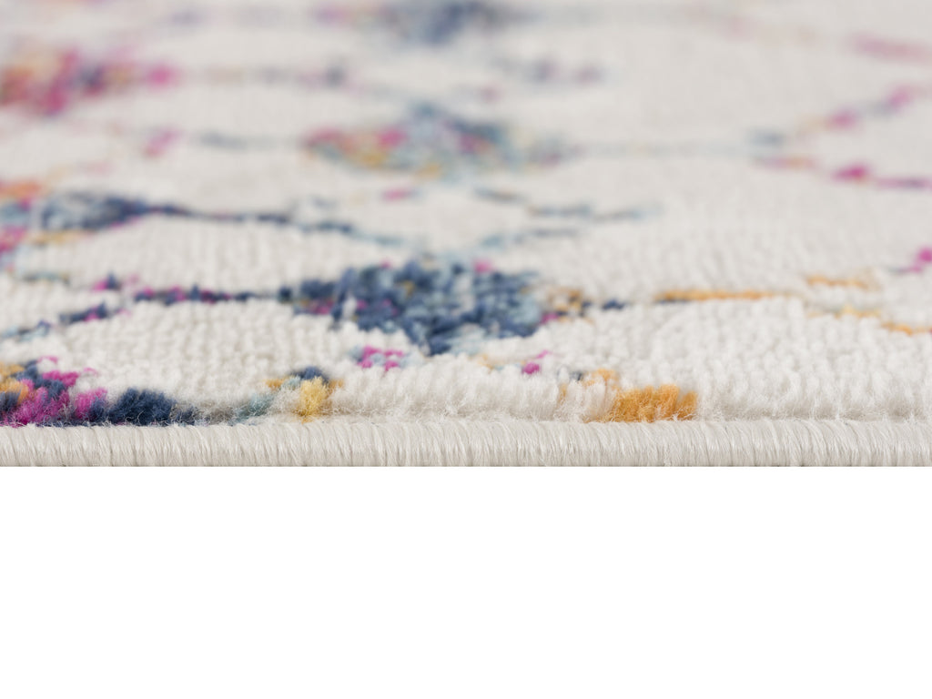 5' X 8' White Modern Geometric Grid Area Rug