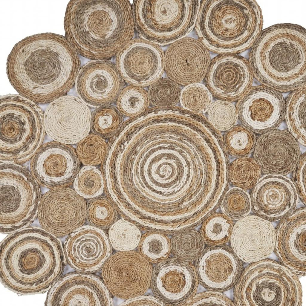 6' Natural Jute Hand Braided Round Rug