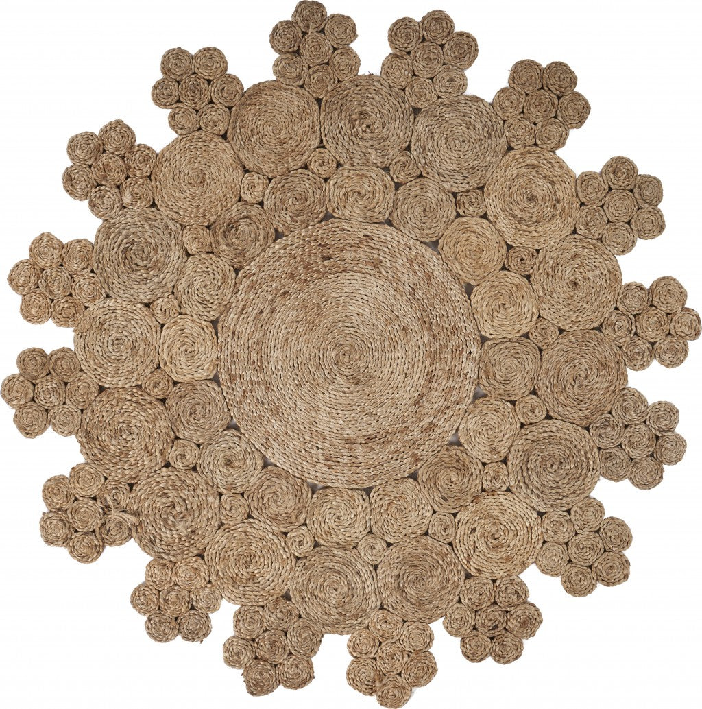 8' Natural Jute Hand Braided Round Rug