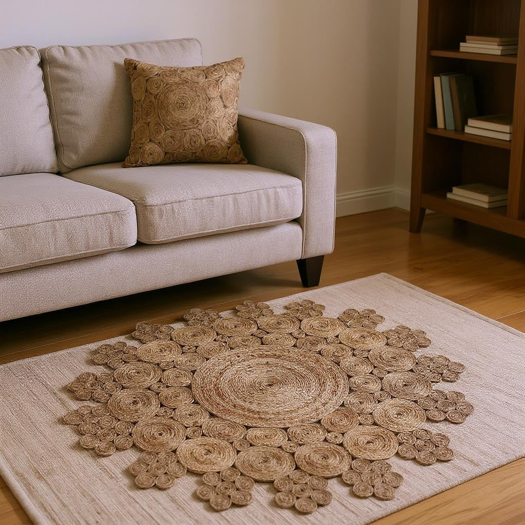 8' Natural Jute Hand Braided Round Rug