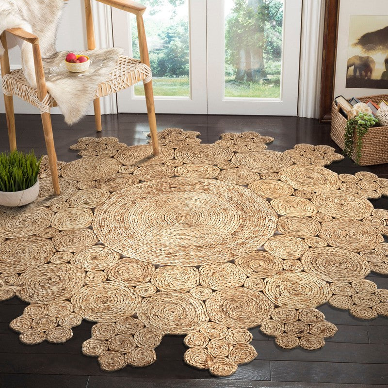8' Natural Jute Hand Braided Round Rug