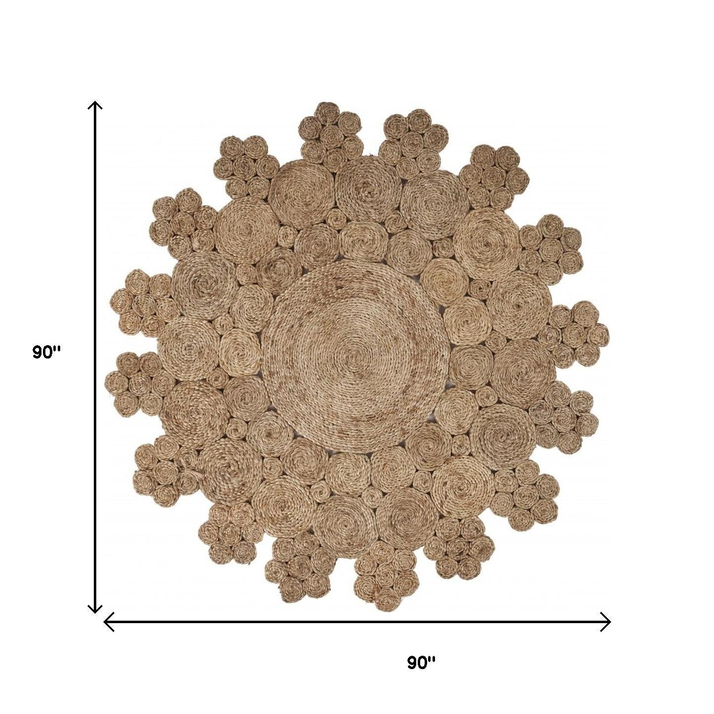 8' Natural Jute Hand Braided Round Rug